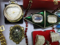 Vtg/Now/Deco/Jewelry Lot Locket Cameo 925 Box CROWN TRIFARI SWISS MONET+s/Signed