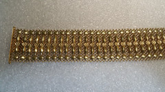 Vintage Italian Mesh Bracelet 18k Gold Charm Wide Yellow Woven Men Women Old