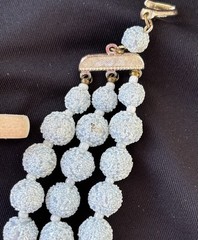 Vintage Marked Japan Necklace Acrylic Sugar Beads Frosted Blue Aurora 3 Strand