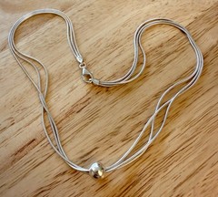 925 Sterling Silver 16″ 3-Strand Snake Chain Necklace Sliding Bead Pendant 11.7G