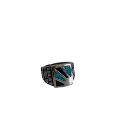 Vtg COP 94 Castings on Parade Turquoise Onyx Inlay Ingot Sun Ring Southwest 5.25