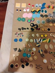 Vintage 1950s Earrings Lot Of 65 Pairs Gold Tone Stone Etc