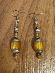 Vintage Style Ethnic Indo/Tibet Tribal Theme Silver Capped Amber Resin Necklace
