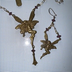 Kingston NY Necklace Nymph Fairy With Wings Plus One Earrings 20” Free Earring