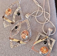 Vintage 925 Silver And Gold Necklace And Earrings Set