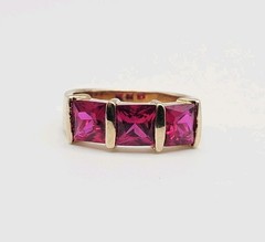 UTC Sterling Silver Vermeil 3.00ct Princess Pink Sapphire Eternity Ring Size 8