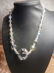 Vtg Art Deco Rock Crystal Faceted Bead 16.5” Necklace/choker