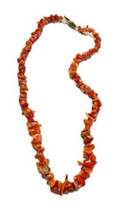 Vintage Coral Nugget Necklace Strand Salmon Goldtone 20” Long Boho chic