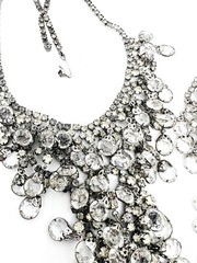JULIANA Delizza & Elster Bezel Set Crystal Bib Necklace Earrings Vintage Jewelry