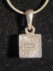 Vintage Napier 925 Sterling Silver Square Blue Stone Pendant Necklace (26″)
