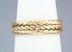Fine Antique Victorian Solid 18K Gold Braided Rope Twist Eternity Band Ring 6.25