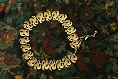 Vintage Rare Monet Gold Tone Swirl Fringe Panel Chain Necklace 17”