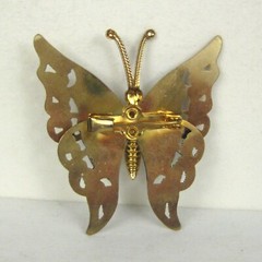 Butterfly Brooch 1.6 In Goldtone Metal Enamel Pin Jewelry Purple Vintage 1970