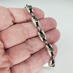 Sterling Silver Small Mexico Green Turquoise Tennis Bracelet 6.25 in 6.4g [7120]