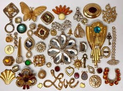 Lot Vintage & Modern Jewelry Parts Broken Repurpose Craft Rhinestones Harvest A2