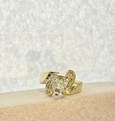 Rare Cross Cut Diamond Ring 1.32ctw 14k Yellow Gold W/ Accents K SI2 Size 7