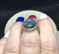 Vintage Costume Chunky Clear Over Blue Plastic Stone Ring Sz 6.25 G381