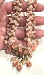 VTG W GERMANY Miriam Haskell Style Pink GLASS Petal ART GLASS Choker NECKLACE