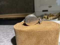 Vintage 925 Sterling Silver Poison Pill Box Locker Garnet Pendant RARE