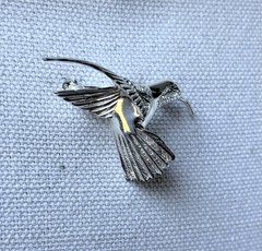 Vintage Sterling 925 JEZ Jezlaine Hummingbird Pin Brooch