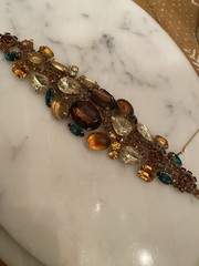 Juliana D&E Rhinestone Bracelet Brown Green 1960s Vintage Needs Repair AS IS WOW