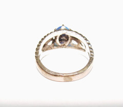 Vintage Sterling Silver 3.5g Simulated Star Sapphire Glass Heart Ring 6 – 6.25