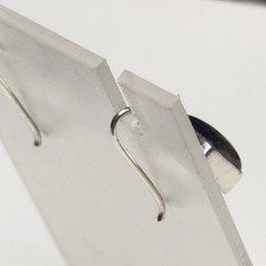 Sterling Amethyst Gemstone Square Cabochon Kidney Wire Vtg earrings 925 Nepal