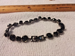 Vintage Jewelry: Black Plastic Stone Bracelet 8″ 03-01-2025