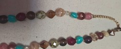Vintage Mixed Gemstone Beaded Strand Necklace Hand Knotted Boho Agate Jasper OOC