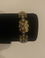 Camrose & Kross Jacqueline Kennedy Sapphire And Crystal Flower Gold Bracelet