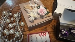 Vintage 8 Piece Avon Lot Earrings Pin Necklaces Faux Pearls Some New In Box