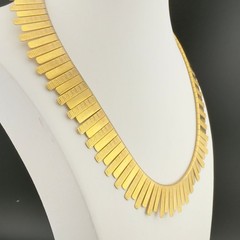 Vintage Gold Tone Textured Collar Necklace Fringe 17 Inches Classic