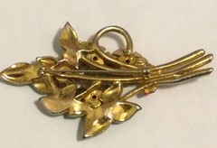 Vintage 1950s Large Flower Brooch. Blue Glass, Multicolor Enamel. 3.5 Inches.