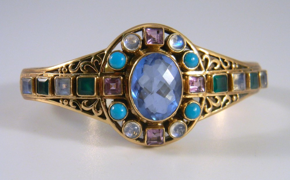 Nicky Butler Bronze Multi Stone Blue Topaz Cuff Bracelet