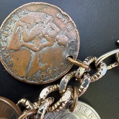 Vintage Mid Century Foreign Coin Charm Bracelet 1950’s 1960s World Travel 7″