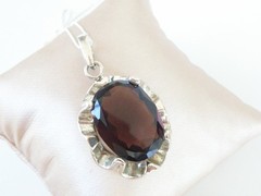 Vintage Sterling Silver 925 Signed Huge Amethyst Look Chain Necklace 20″