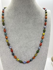 Vintage Ercole Moretti Scarabocchio Murano Glass Bead Necklace 28″ Knotted