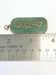 Vintage Green Jade, Jadeite, Good luck, Fortune prosperity Double sided, Pendant