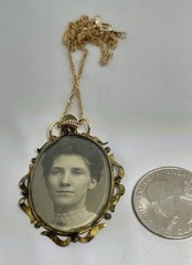 Edwardian Upcycled Double Sided Beautiful Ladies Momento Mori RG Photo Locket