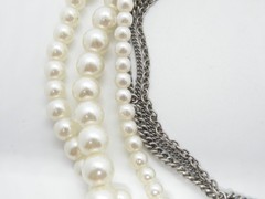 Sugarfix by Baublebar Faux Pearl Multistrand Silver Chunky Pendant Necklace 65b9