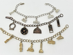 Vintage Souvenir Charm Bracelet Lot (3) San Francisco Six Flags Wash. DC