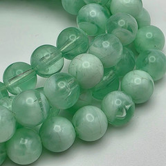 Vintage Seafoam Green Lucite Beaded Necklace No Clasp Translucent 9.3mm 17”