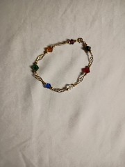 Vintage Dainty 1/20 14kt Gold Filled Multi-Colored Stone 7 Inch Bracelet 1.52gm