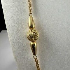 Vintage Gold Tone Chain Filigree Ball Station Beaded Necklace 17″