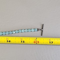 Glass Beaded Necklace Blue Opalite Crystal Teardrop Dangle Sterling Silver 16″