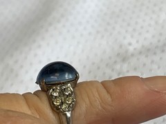 Vtg Sterling Silver Ring 3.5g Fine Jewelry Size 4.5 Band Blue Stone *READ*