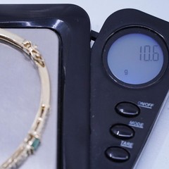 7″, vermeil gold over Sterling 925 silver bracelet, hinged bangle jade diamond