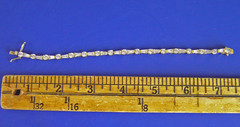 Vintage JJT Gold Tone Sterling Silver Round & Baguette CZ Tennis Bracelet (Ta)