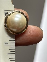 38. Christian Dior Gold tone White Creamy Faux Pearl Stud Earrings 17mm, 9.7g