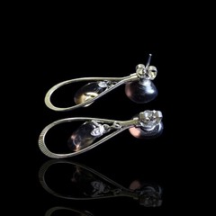 Ss Stainless Steel Natural Smokey Quartz Stone Dangle Drop Stud Post Back